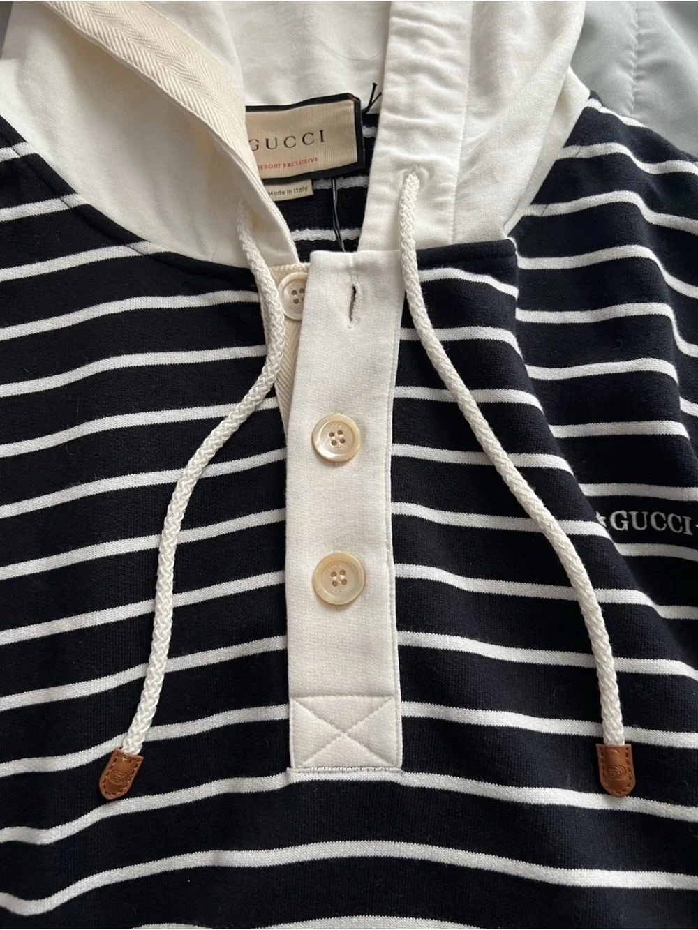 BNWT Gucci Resort Exclusive Striped Jersey Polo Sweatshirt ,Unisex XL,RT 1980.00